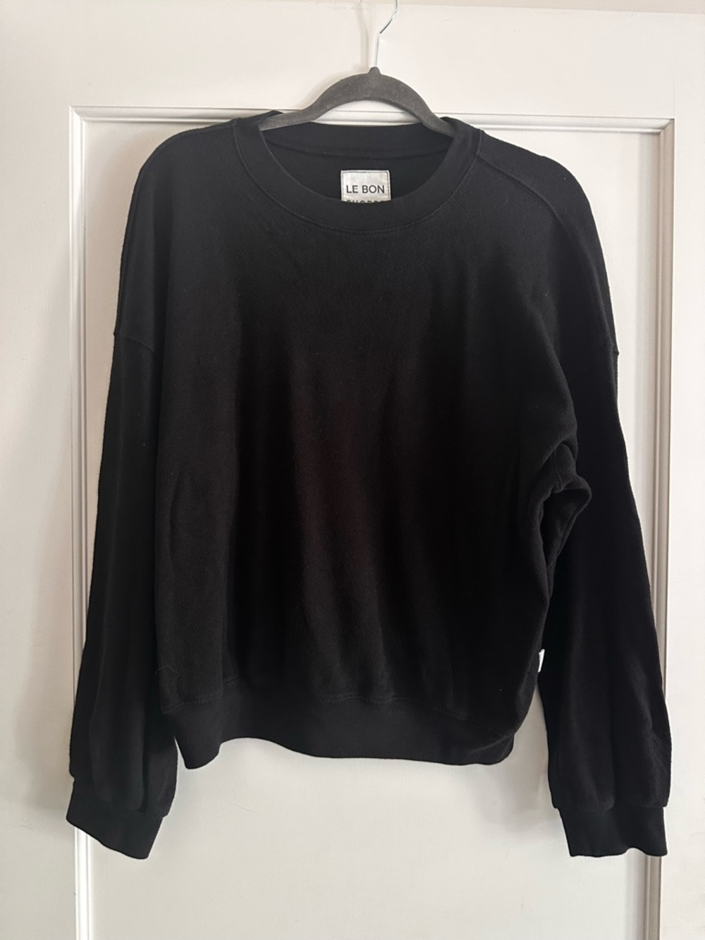 Le Bon Shoppe Black Pointelle Crewneck Sweatshirt - Picture 4 of 13